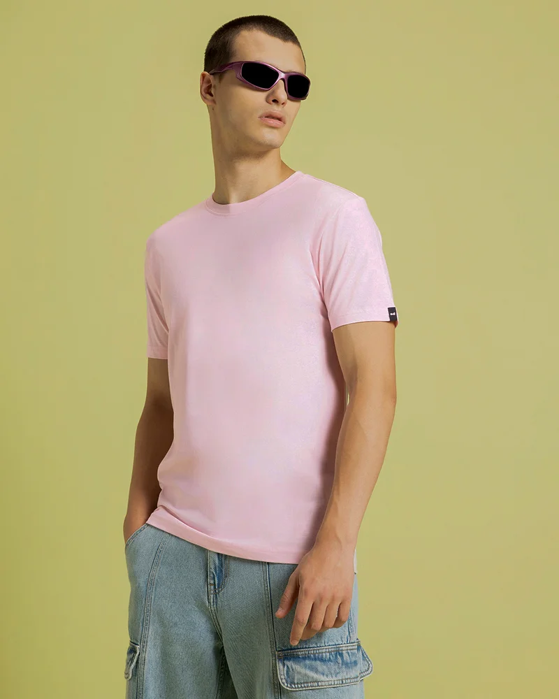bewakoof Men's Pink T-shirt